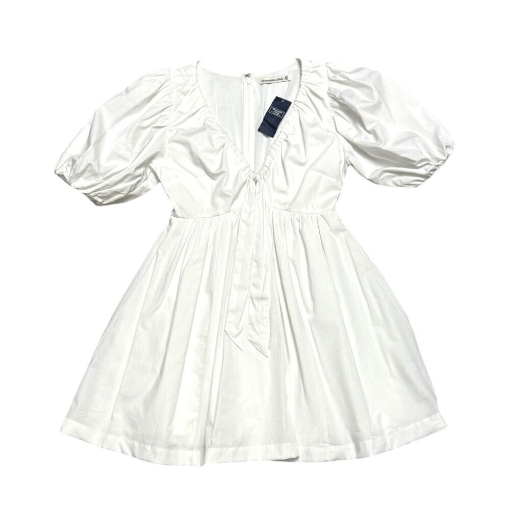 Abercrombie & Fitch A&F White Puff Summer Mini Dress White XS Petite NEW W TAGS